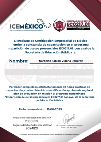 constancia capacitación ec0217 impartición de cursos presenciales